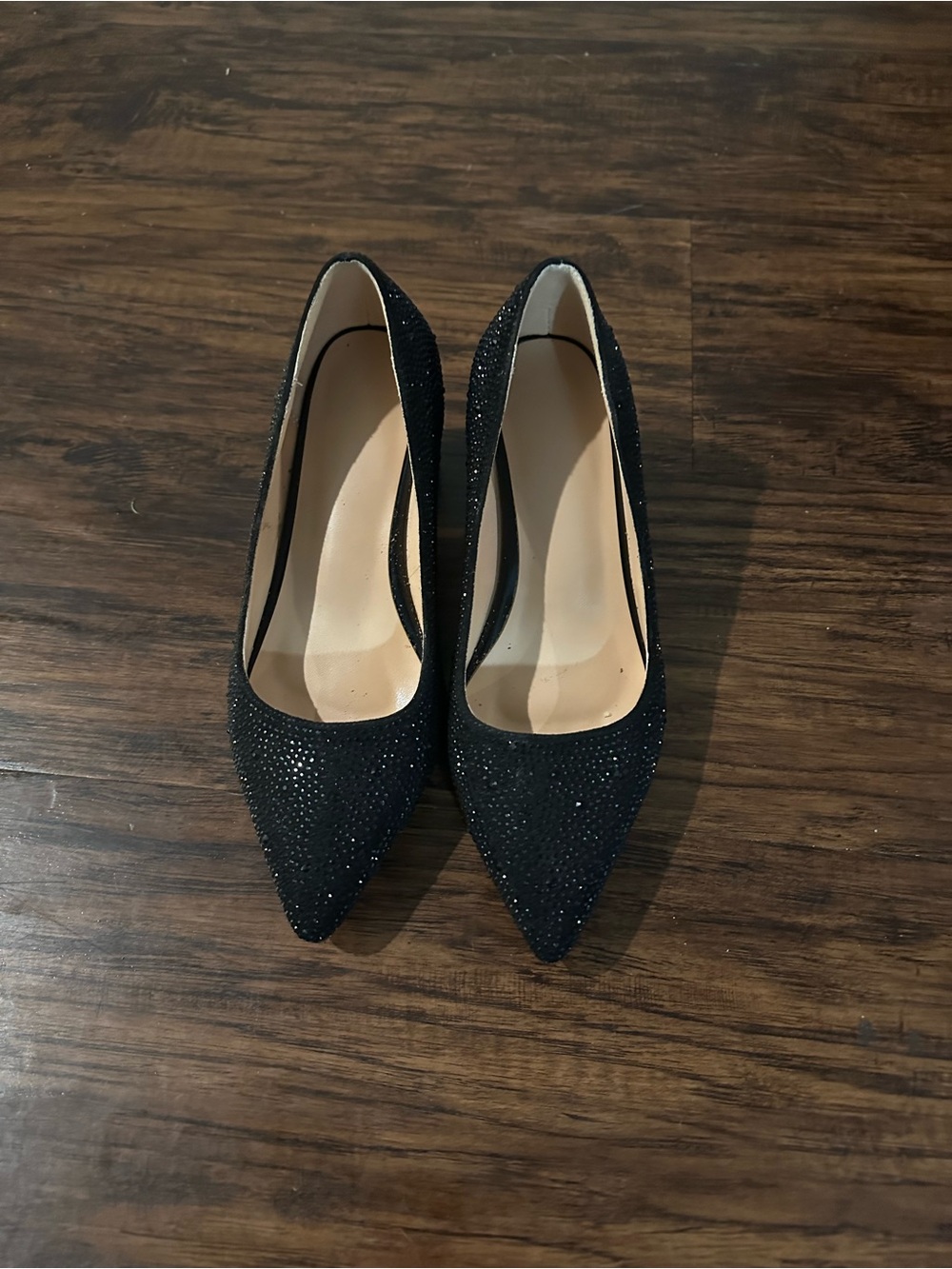 Black Sparkle Pointed-Toe Women's Heels